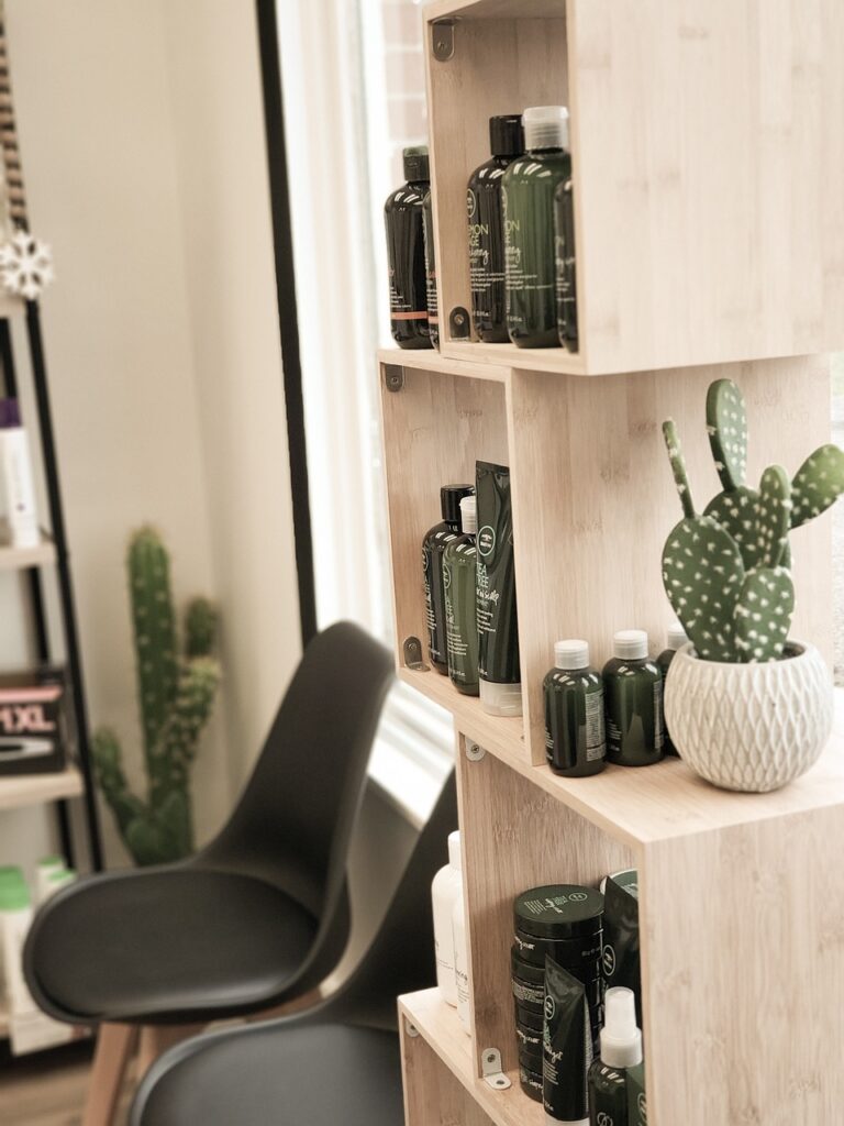 Eco-friendly hair salon showcasing sustainable practices
