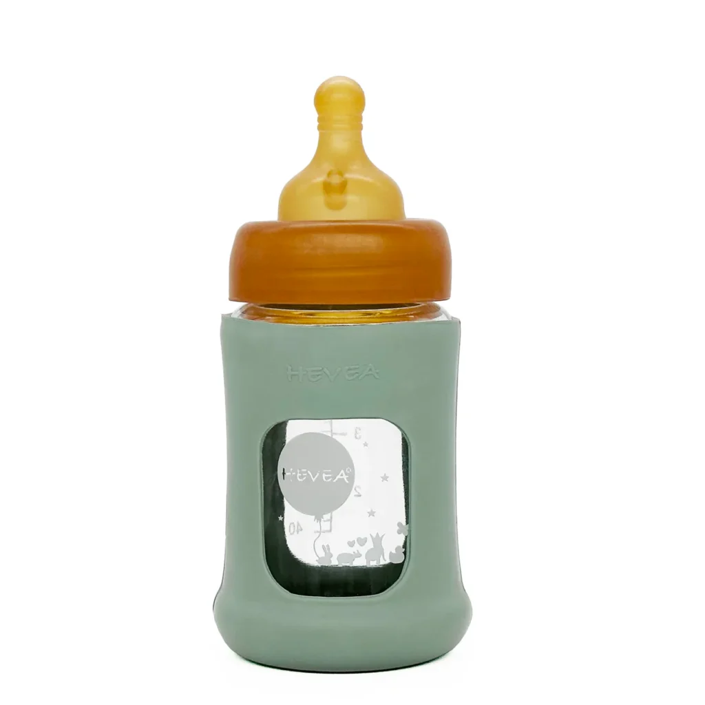 HEVEA Baby Plastic-Free Glass Bottle with Natural Rubber